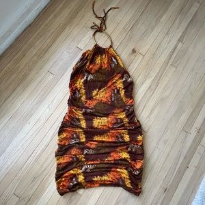 APPLE BOTTOMS Signature Halter Dress Sz L with gold neck detail 🍁 🍃